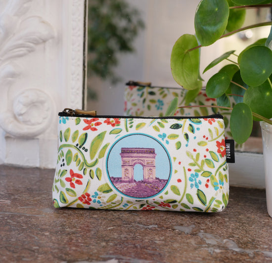 pochette arc de triomphe avec motif fleurs